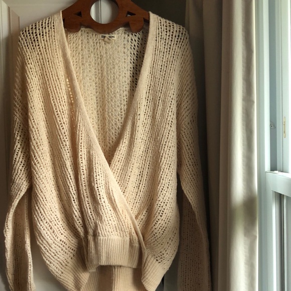 Billabong Sweet Bliss Cream Crochet Cross Front Sweater - Picture 3 of 7